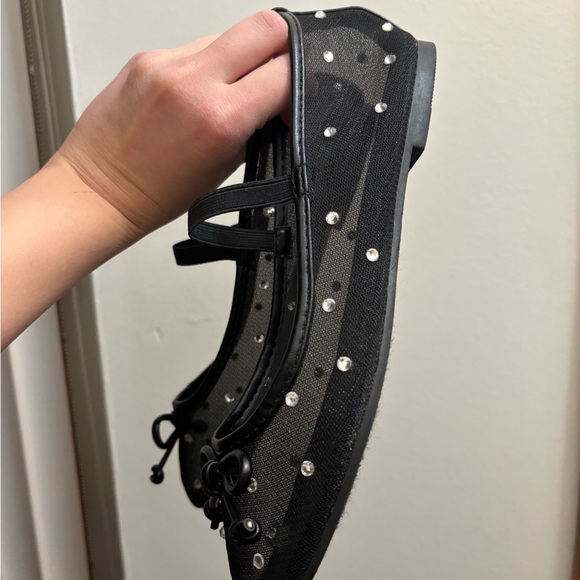 Black Rhinestone Ballet Flats - Picture 2 of 5
